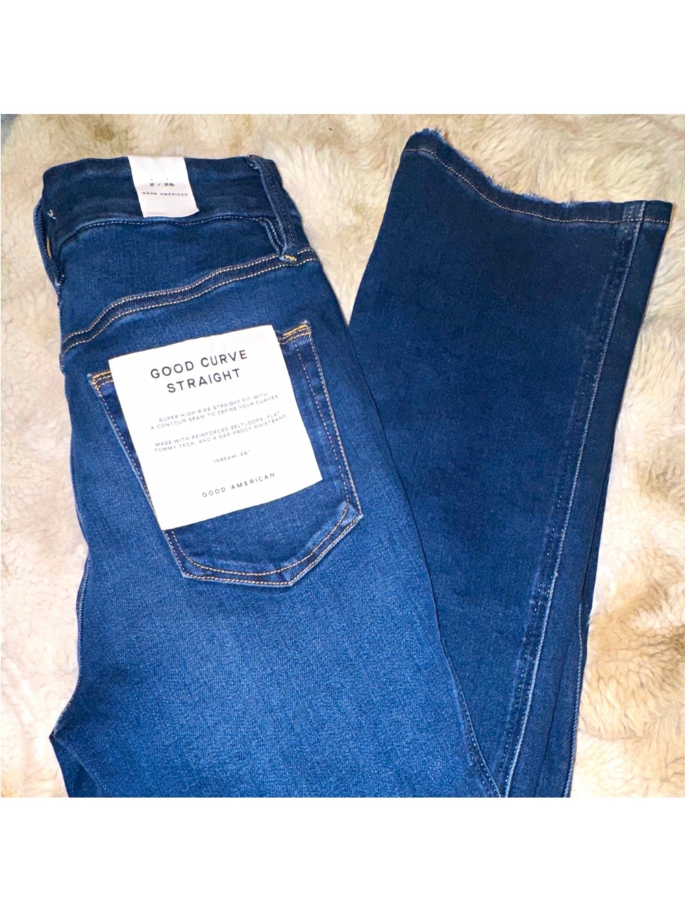 Good American Good Curve Straight High Rise Blue Medium Wash Stretch Jeans 2/26